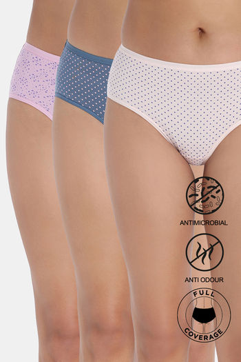 Buy Zivame Medium Rise Full Coverage Hipster Panty (Pack of 3) - Multicolor